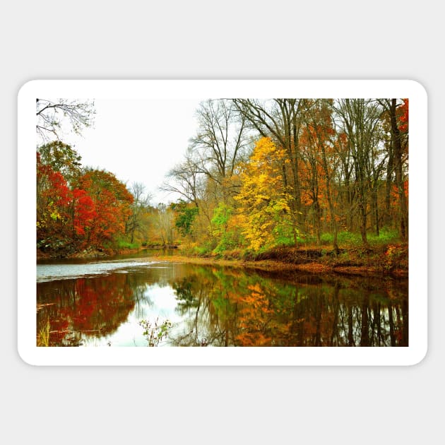 Autumn On Neshaminy Creek Sticker by JimDeFazioPhotography